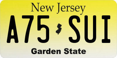 NJ license plate A75SUI