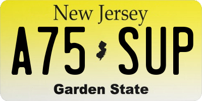 NJ license plate A75SUP