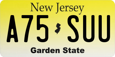 NJ license plate A75SUU