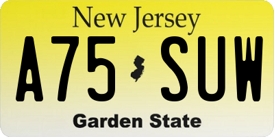 NJ license plate A75SUW