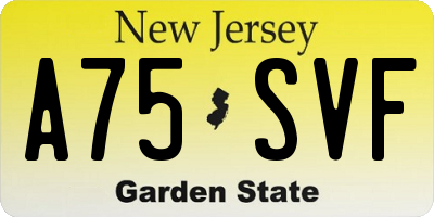 NJ license plate A75SVF