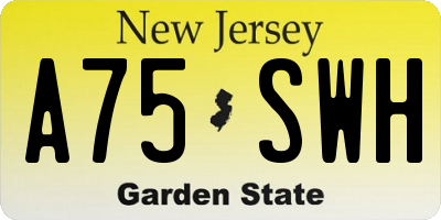 NJ license plate A75SWH