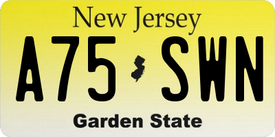 NJ license plate A75SWN