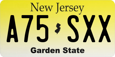 NJ license plate A75SXX