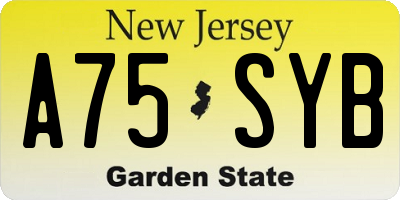 NJ license plate A75SYB