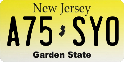 NJ license plate A75SYO