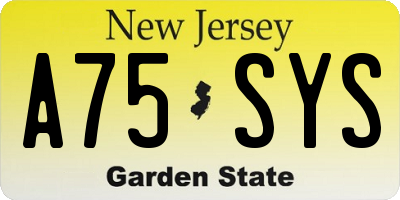 NJ license plate A75SYS