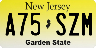 NJ license plate A75SZM