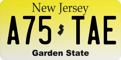 NJ license plate A75TAE