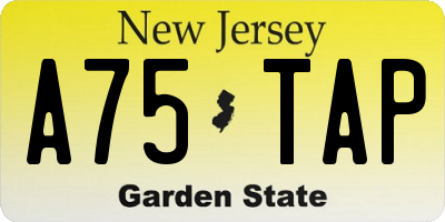 NJ license plate A75TAP