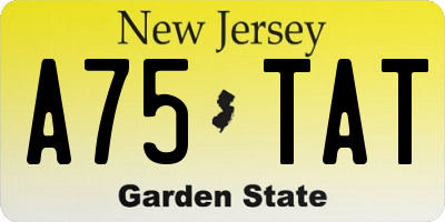 NJ license plate A75TAT