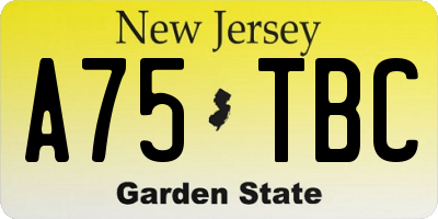 NJ license plate A75TBC