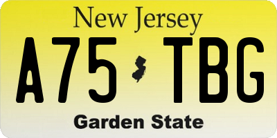 NJ license plate A75TBG