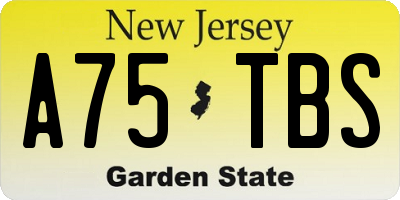 NJ license plate A75TBS