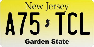 NJ license plate A75TCL