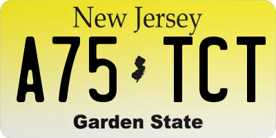 NJ license plate A75TCT