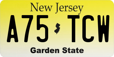 NJ license plate A75TCW