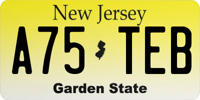NJ license plate A75TEB