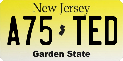 NJ license plate A75TED