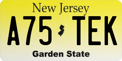 NJ license plate A75TEK