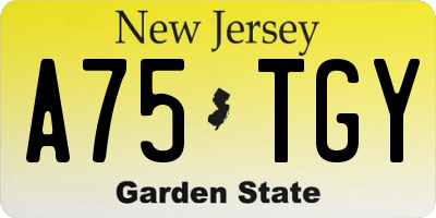 NJ license plate A75TGY
