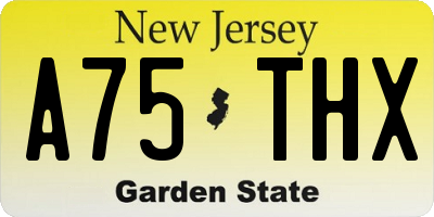 NJ license plate A75THX