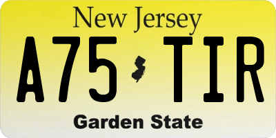 NJ license plate A75TIR