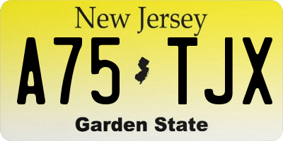 NJ license plate A75TJX