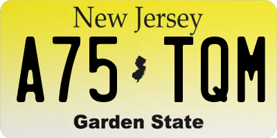 NJ license plate A75TQM