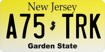 NJ license plate A75TRK