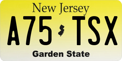 NJ license plate A75TSX