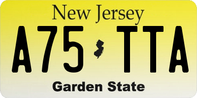 NJ license plate A75TTA