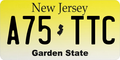 NJ license plate A75TTC