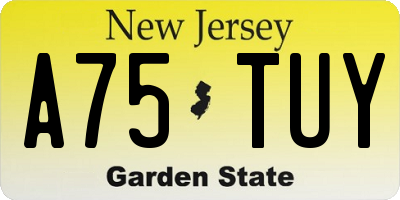 NJ license plate A75TUY