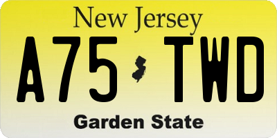 NJ license plate A75TWD