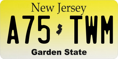 NJ license plate A75TWM