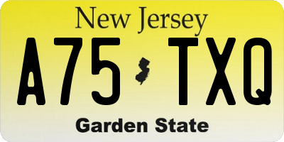 NJ license plate A75TXQ