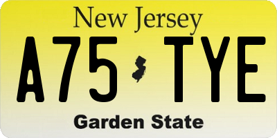 NJ license plate A75TYE