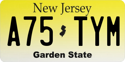 NJ license plate A75TYM