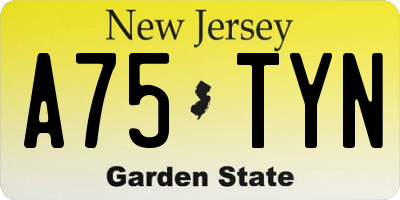 NJ license plate A75TYN