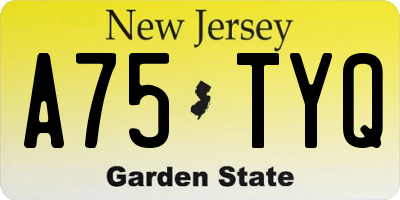 NJ license plate A75TYQ