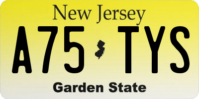 NJ license plate A75TYS