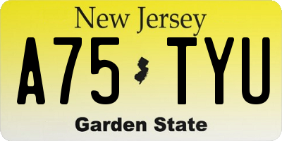 NJ license plate A75TYU