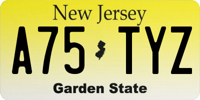 NJ license plate A75TYZ