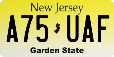 NJ license plate A75UAF
