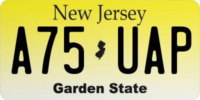 NJ license plate A75UAP