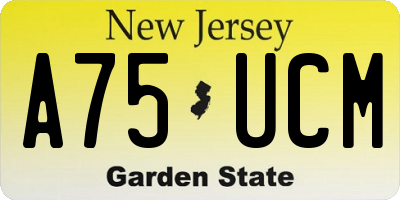 NJ license plate A75UCM