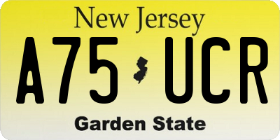 NJ license plate A75UCR