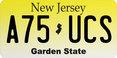 NJ license plate A75UCS