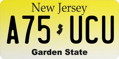 NJ license plate A75UCU